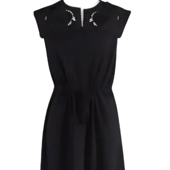 SEE BY CHLOE Cotton Yoke Step Hem Embroidery/Aplique Black KneeMid Dress XS $375 - Picture 15 of 15